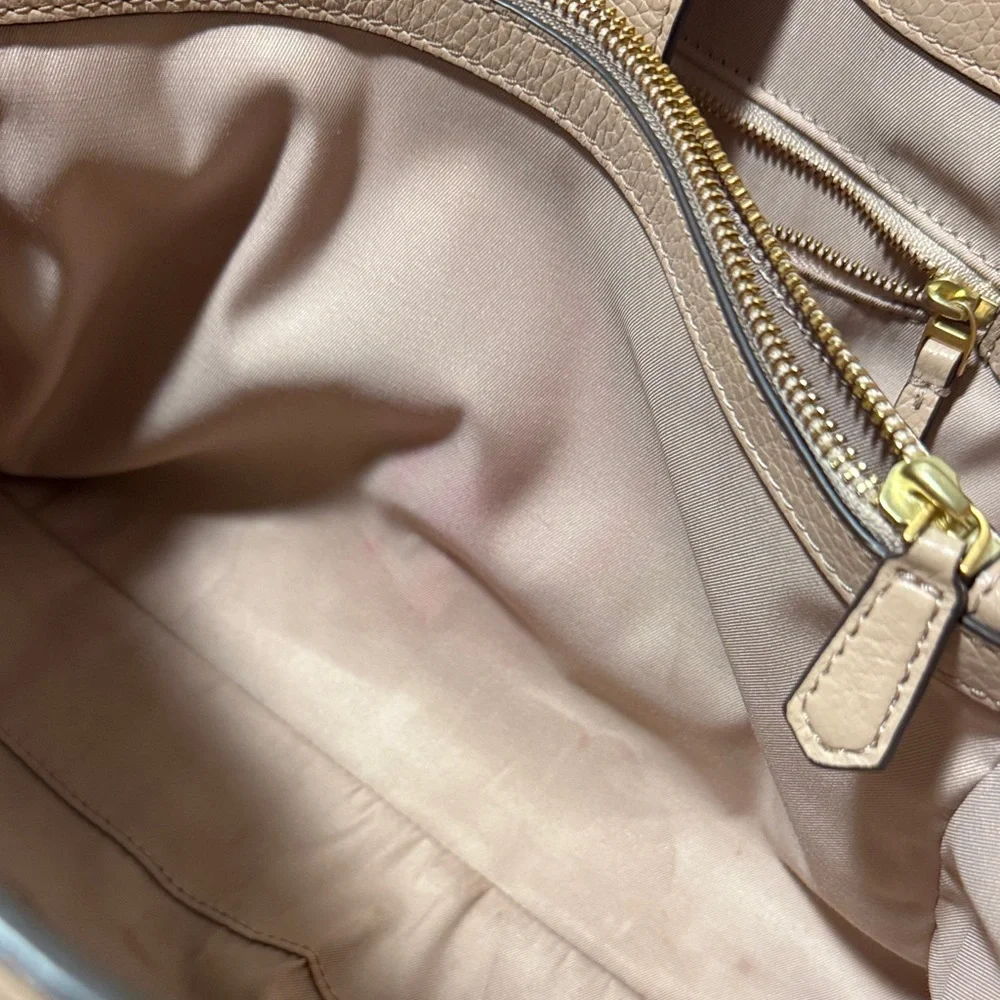 Tory Burch Mcgraw Triple-compartment Tote Devon Sand Nude Pebbled Leather - Picture 10 of 13